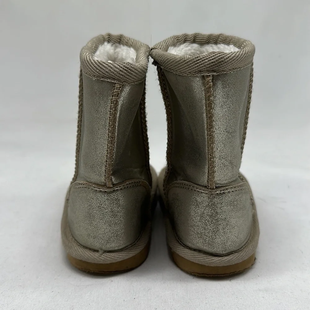 Childrens Toddler Kids Metallic Gold Boots Size 5